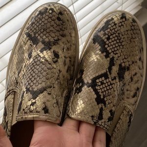 Snake print slip on shoes